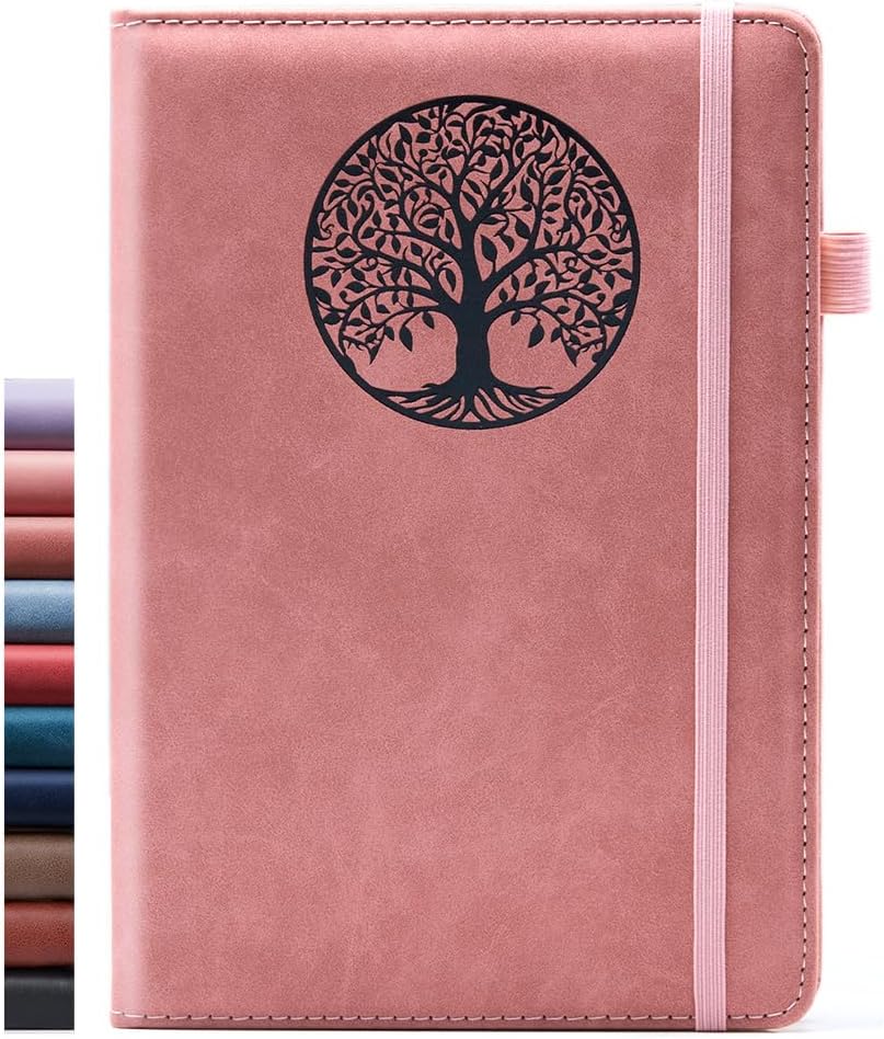 Detalle de BIYUNRO Royal Pink A5 Lined Journal, Faux-Leather Hardcover with Bookmark