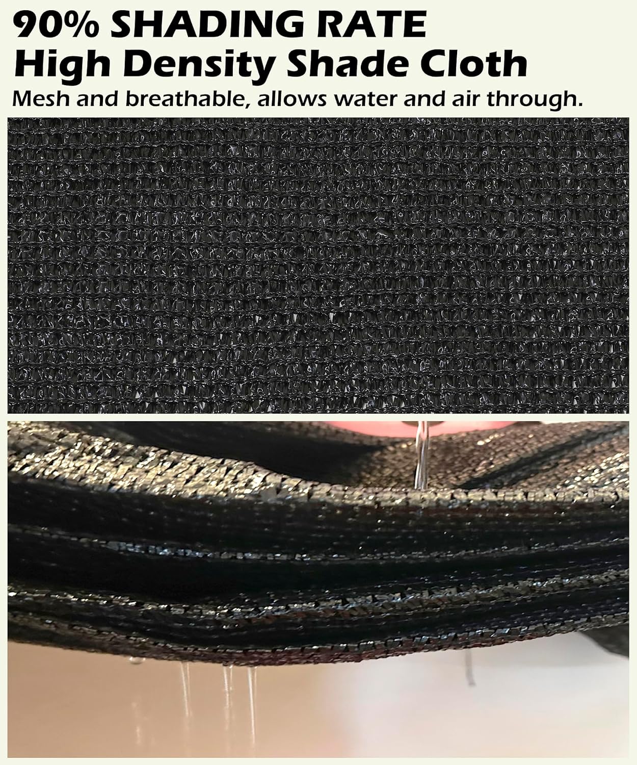 Detalle de 90% Black Shade Cloth 3m x 4.3m: High-Density Garden Shade with Grommets