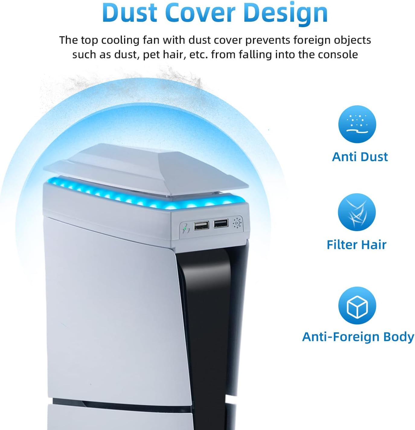 Thumbnail 6 de Station de refroidissement Mcbazel pour PS5 Slim (RGB, 3 vitesses) avec housse anti-poussière et ports USB 2.0