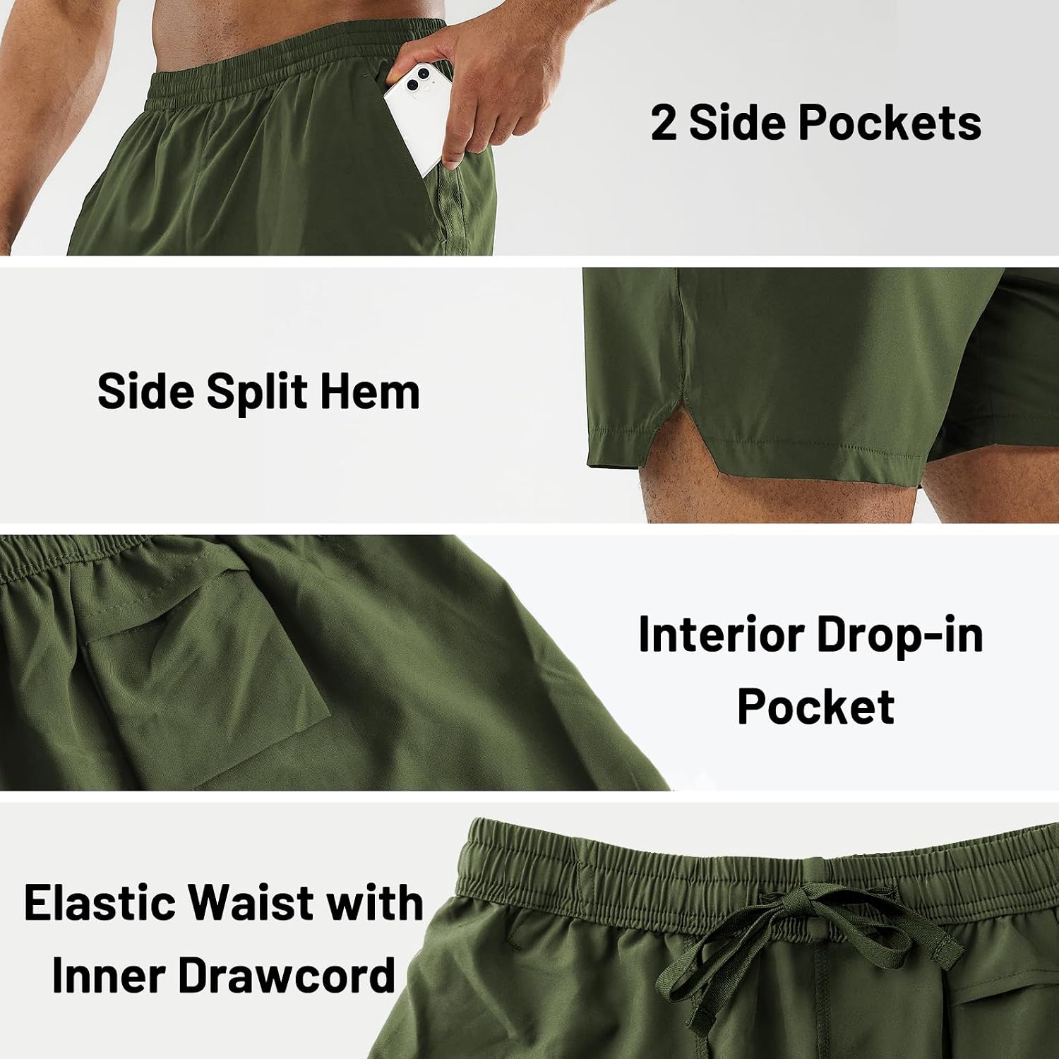 Detalle 2 de MIER Men's 5-Inch Inseam Running Shorts with Quick-Dry Fabric and Pockets