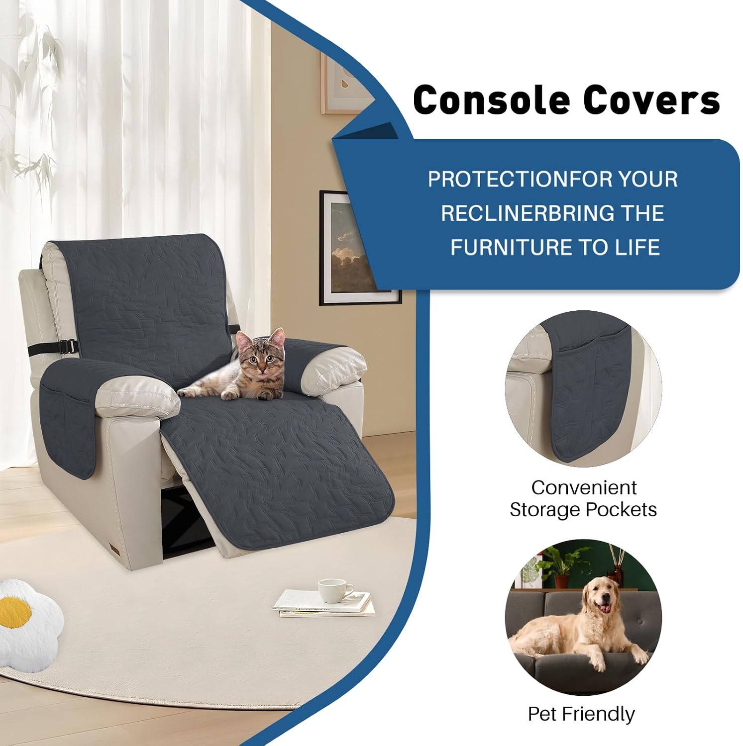 Thumbnail 4 de Ystyle Funda para sillón relax eléctrico 1 plaza gris oscuro