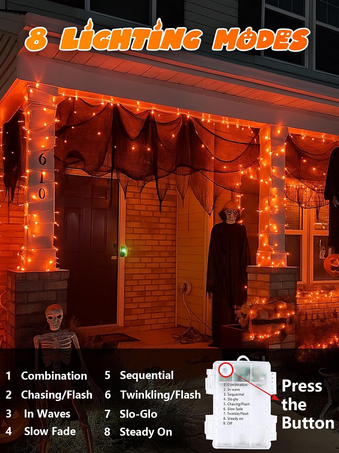 Detalle 2 de Battery-Operated Halloween String Lights, 33 Feet
