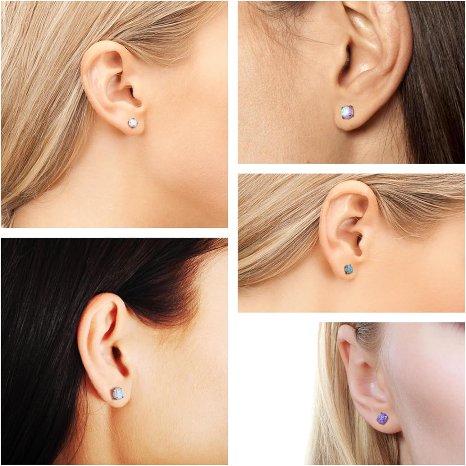 Thumbnail 4 de Lantine 16G Helix Piercing Earrings – 316L Stainless Steel with Real Opal, 5pcs/3 pairs