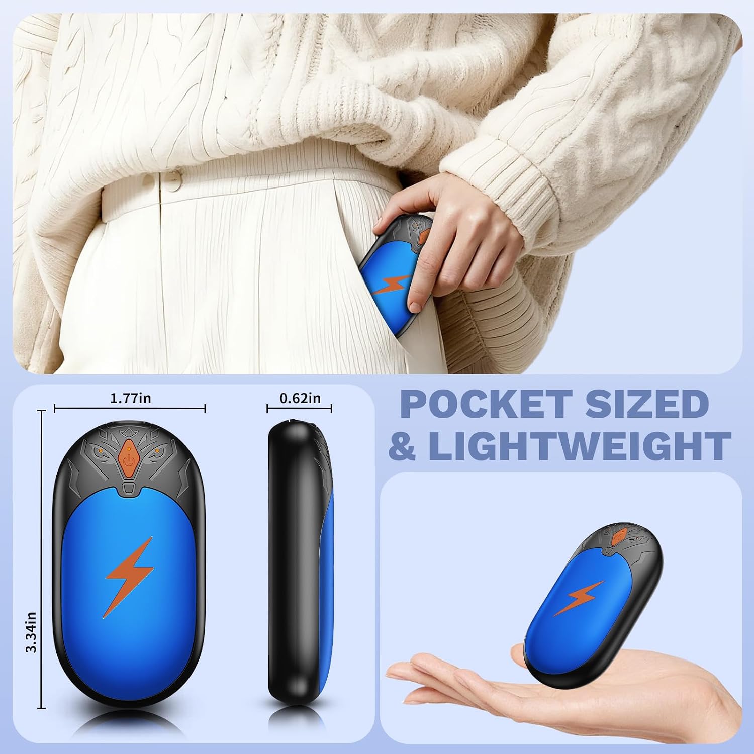 Detalle 1 de AJVV TT-07 Rechargeable Magnetic Hand Warmers, 2-Pack with 3 Heat Levels