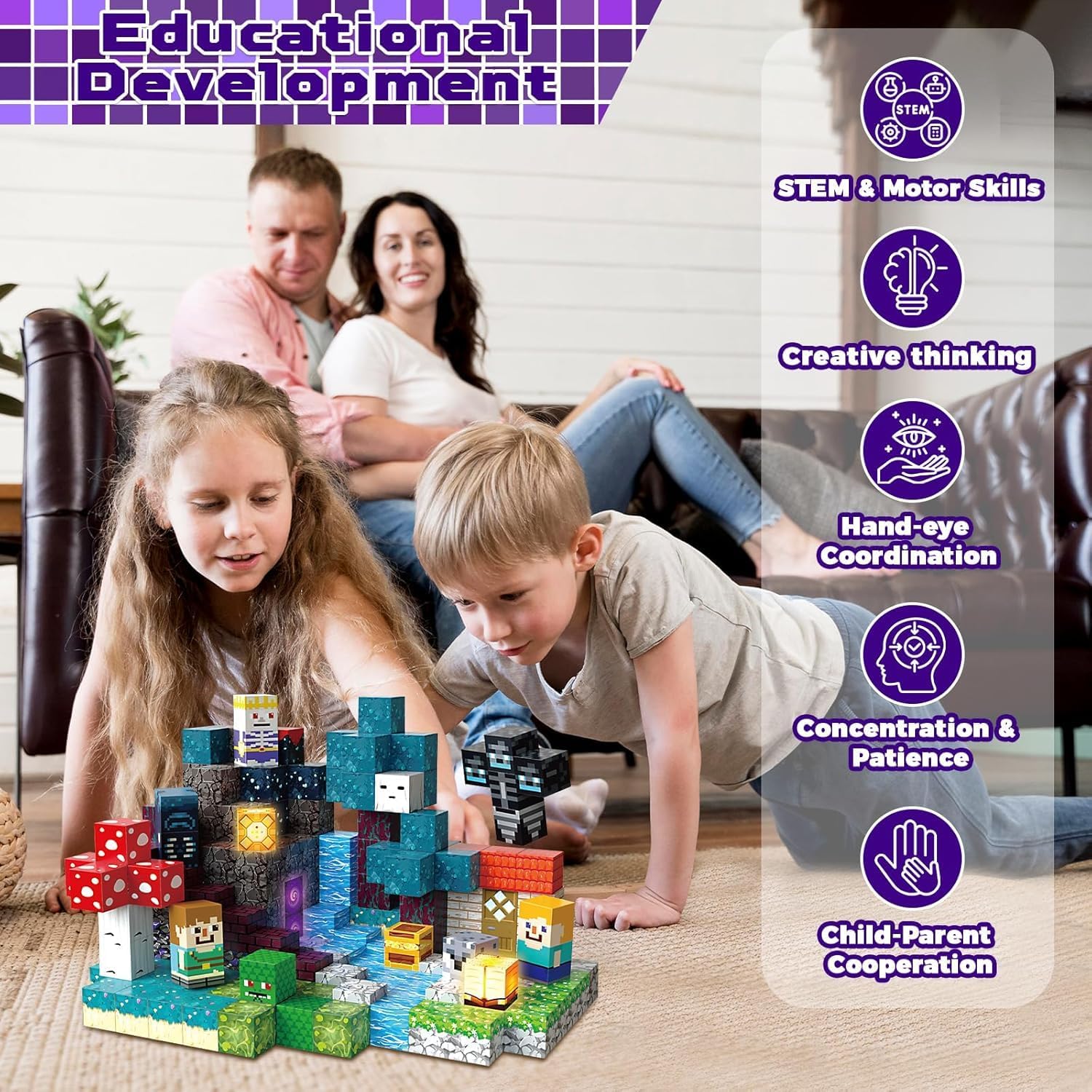 Thumbnail 6 de Annexfun 200PCS Magnetic Blocks with Light-Up Magnetic Cubes (STEM Building Set for Ages 3+)