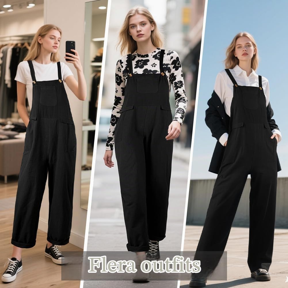 Detalle 1 de BSBUY sommarjumpsuit i snickarbyxmodell med justerbara axelband och lösa ben