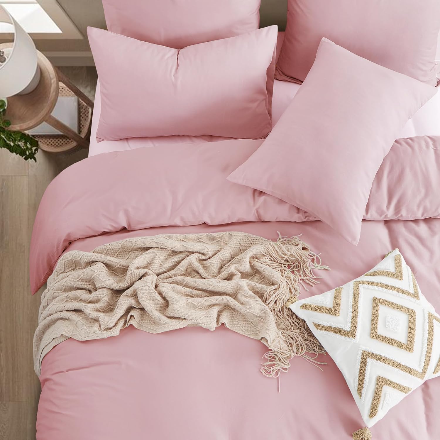 Thumbnail 3 de Aisbo Bettwäsche 200x220 cm aus Baumwolle, Rosa – 3-teiliges Set mit Reißverschluss