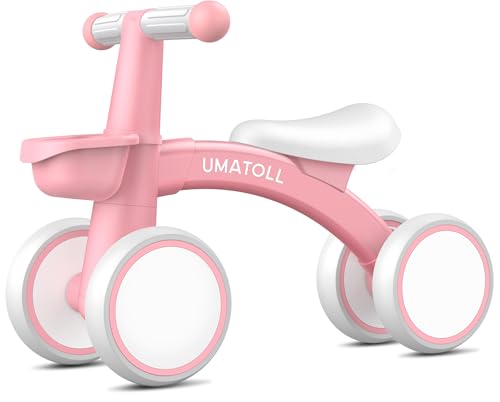 Umatoll bicicleta sin pedales para niños desde 1 año con canasta (rosa)