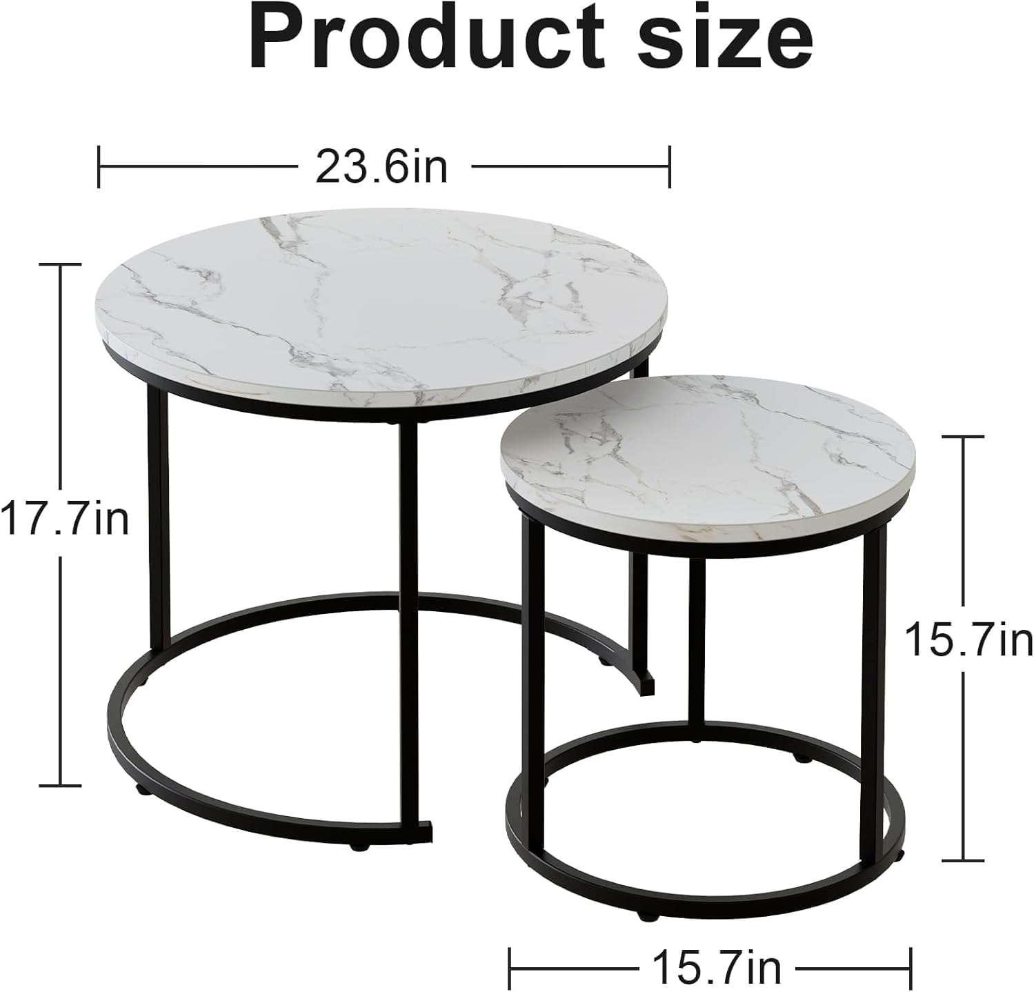 Thumbnail 2 de Huhote Nesting Round Coffee Tables Set
