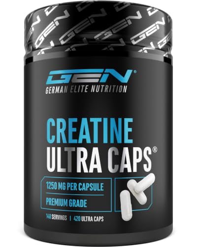 Detalle de GEN GERMAN ELITE NUTRITION Creatine Ultra Caps® - 420 Capsule: creatina monoidrato di alto dosaggio per chi cerca purezza