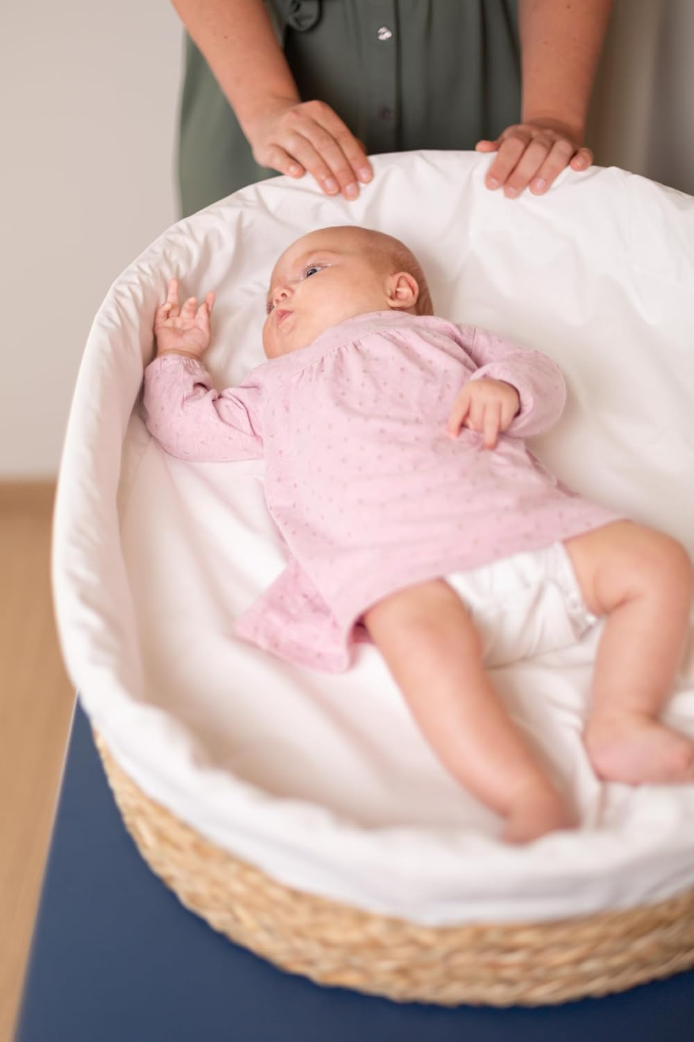 Thumbnail 2 de Panier à langer bébé CHILDHOME en jonc de mer avec matelas et housse 100% coton – boho, certifié OEKO-TEX, de 0 à 12 mois