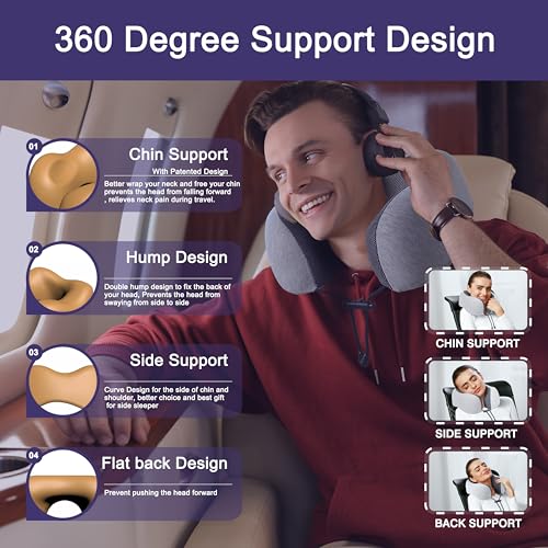 Thumbnail 1 de napfun Neck Pillow for Traveling: Upgraded Memory Foam Travel Pillow for Airplane Comfort