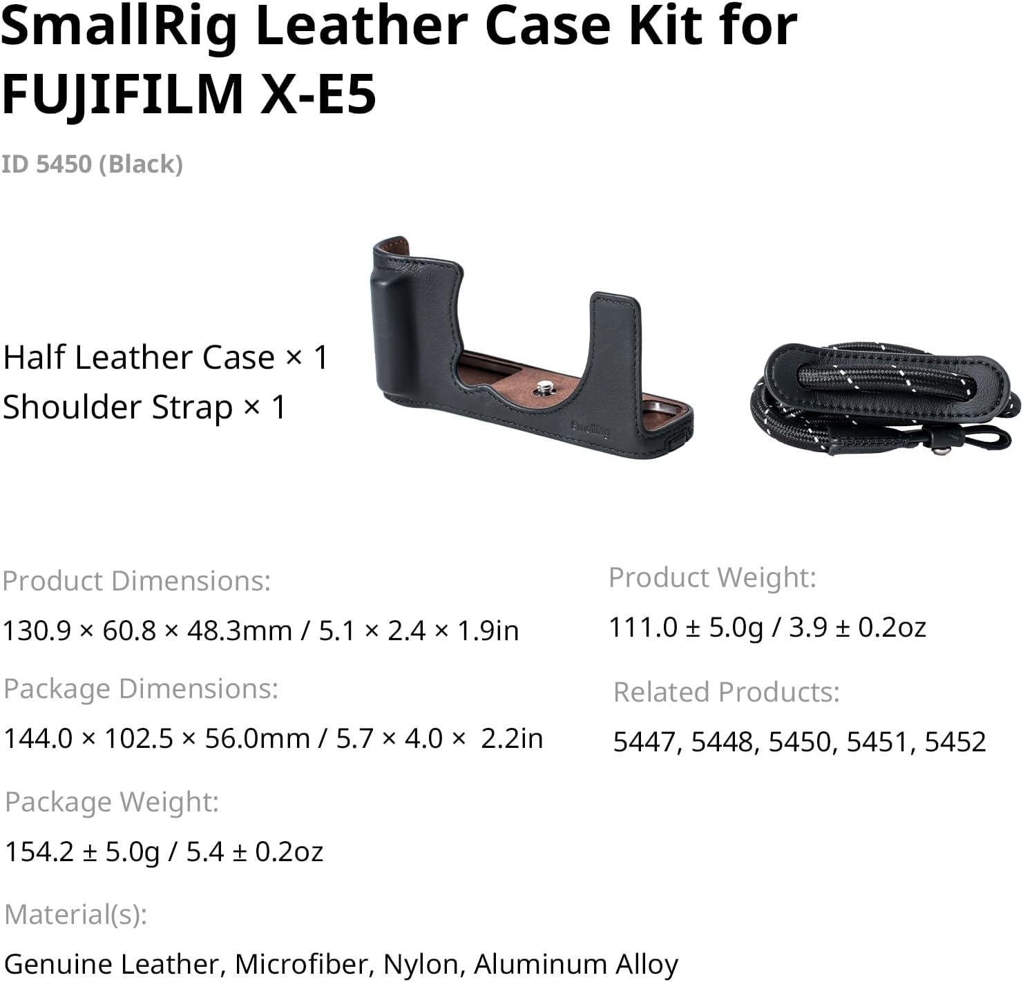 Thumbnail 6 de SmallRig Genuine Leather Case Kit for FUJIFILM X-E5: Vintage Half-Body Shell with Shoulder Strap