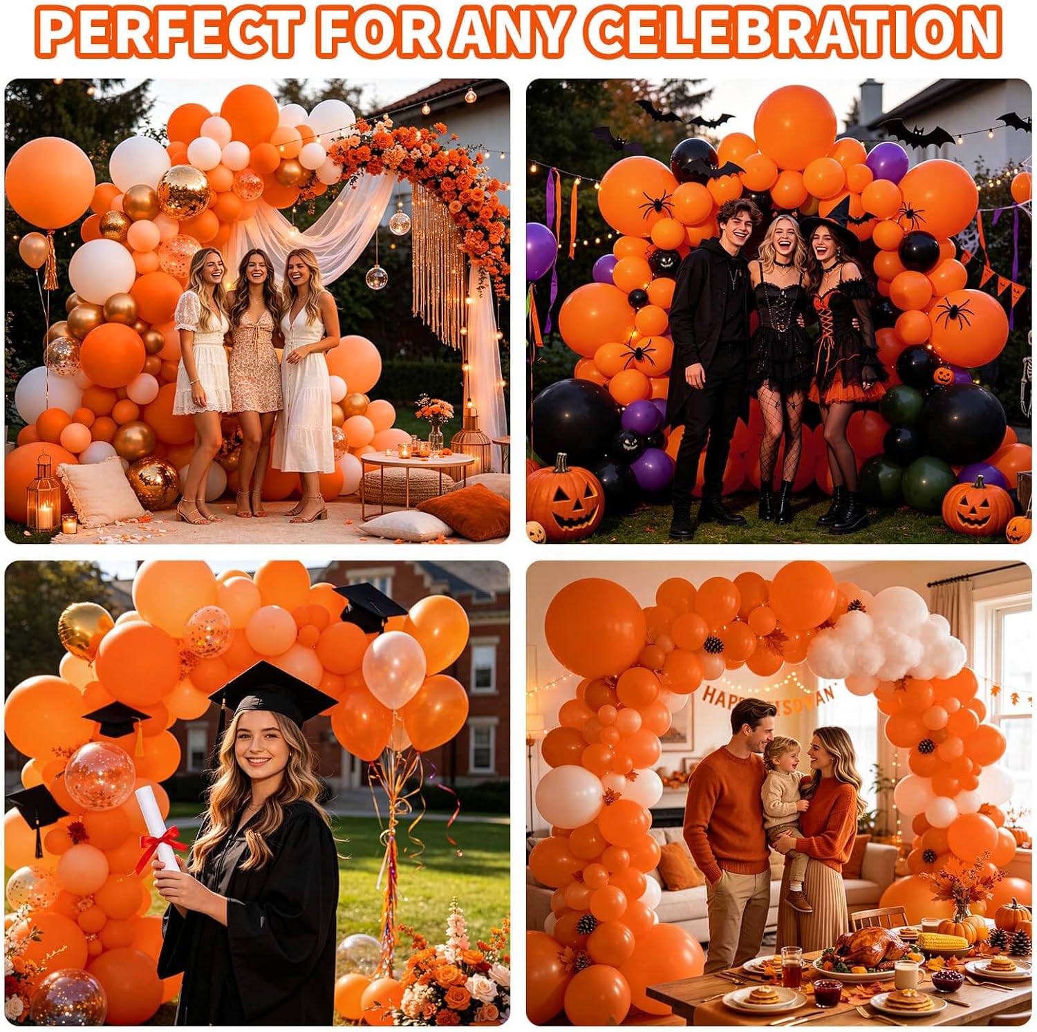 Detalle de KAWKALSH Orange Balloon Arch Kit, 111-Piece Latex Balloons in Three Sizes