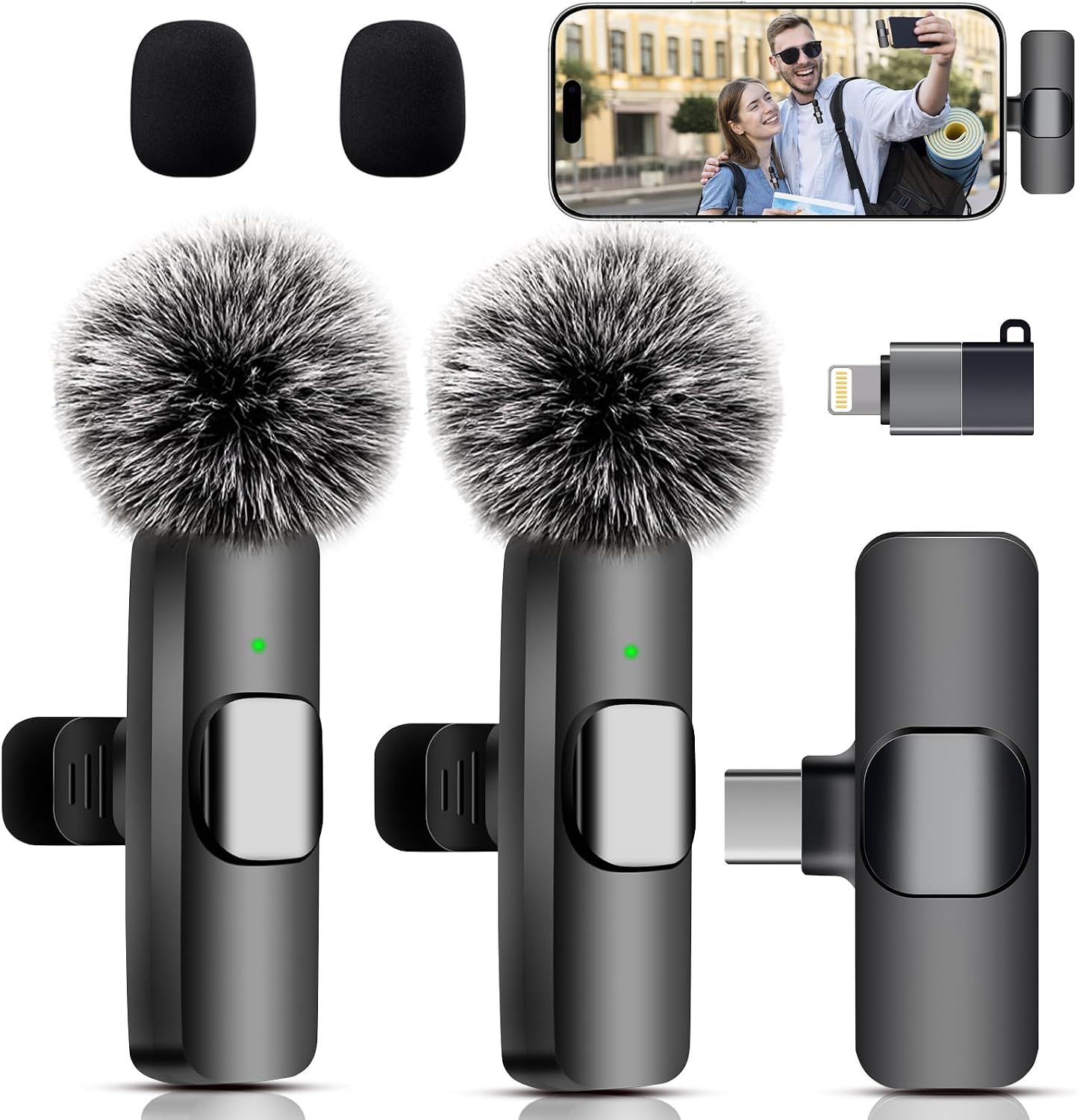 Detalle de Micrófono Lavalier inalámbrico Uewpv para iPhone, iPad y Android