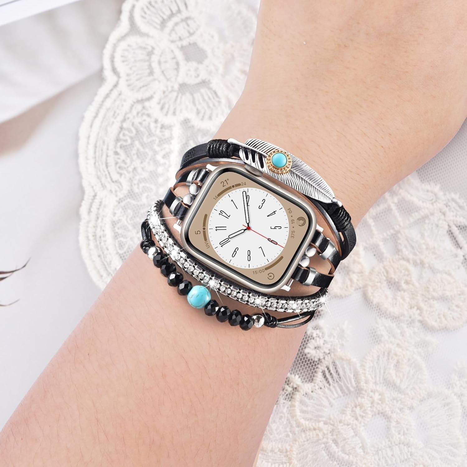 Detalle de V.R.HOPE Boho-Armband für Apple Watch (Damen) – kompatibel mit 38/40/41/42/44/45/46/49 mm