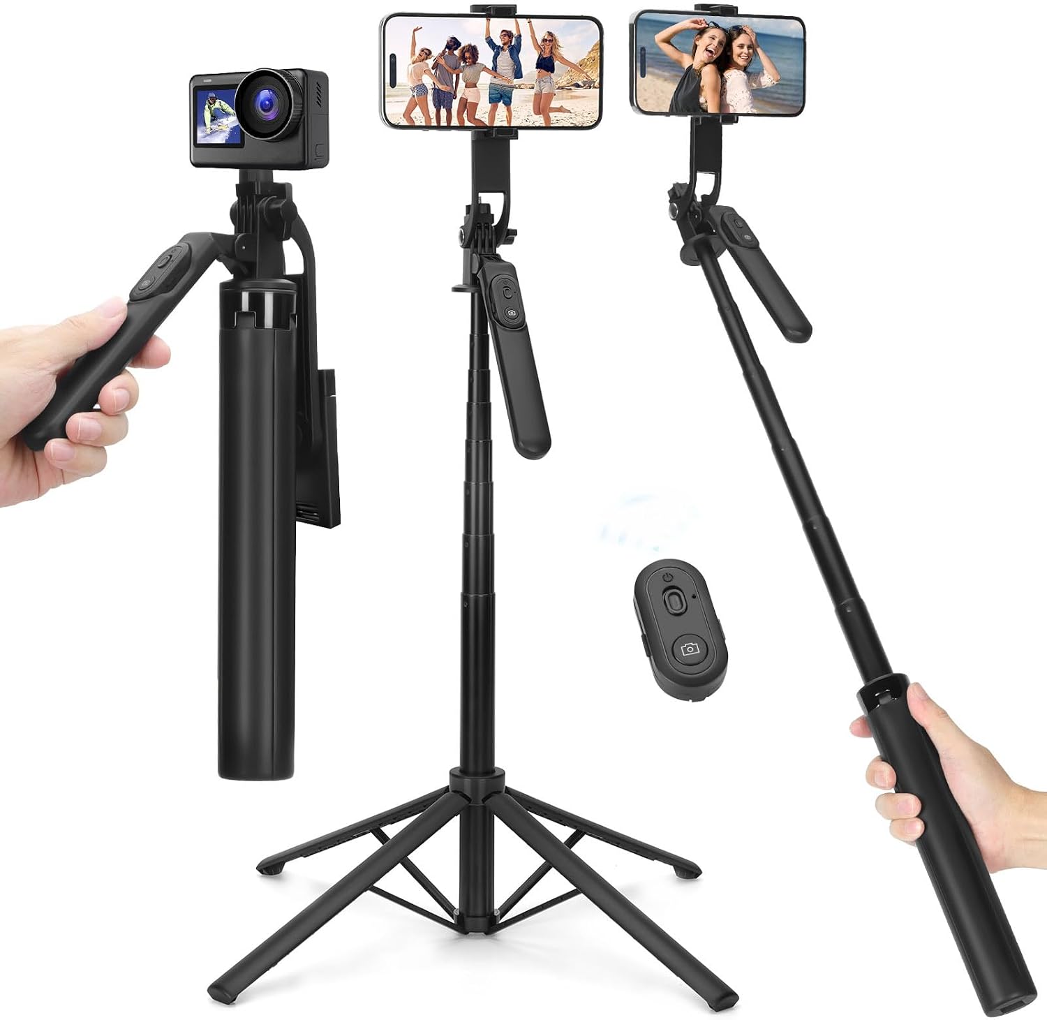 Thumbnail 6 de YUANRAN treppiede per selfie stick con 2 luci di riempimento e telecomando rimovibile, fino a 180 cm
