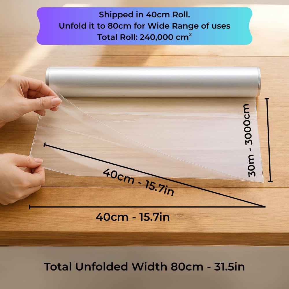 Thumbnail 1 de GRIFTO Clear Cellophane Wrap 80cm x 30m – Heavy Duty, Food Grade, Tear Resistant