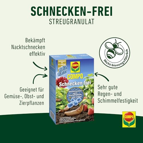 Detalle de COMPO Schnecken-frei Streugranulat – 4x225 g (900 g) gegen Nacktschnecken, regenfest, für bis zu 1800 m²