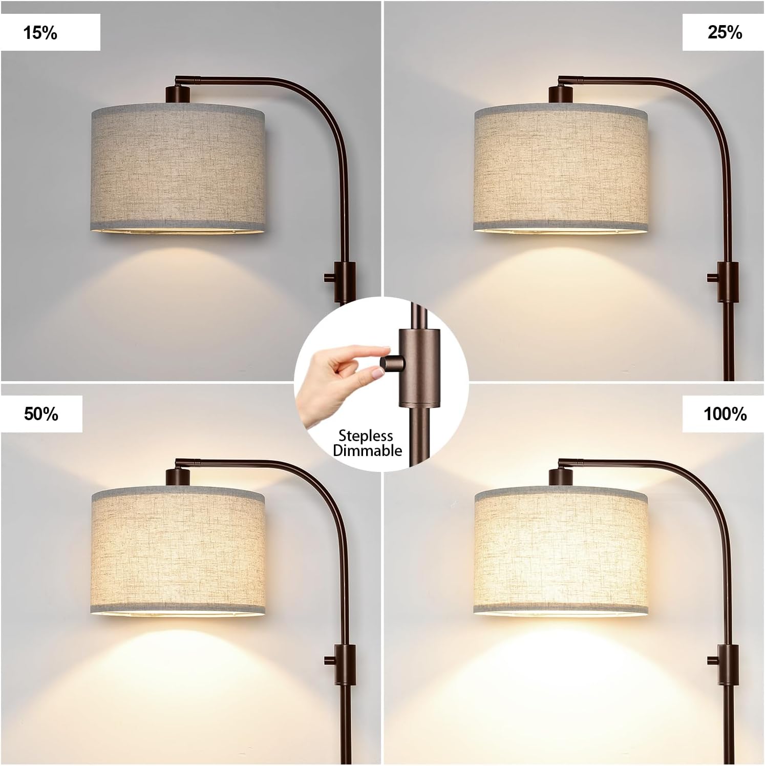 Thumbnail 2 de Nintiue Dimmable Floor Lamp with Linen Shade