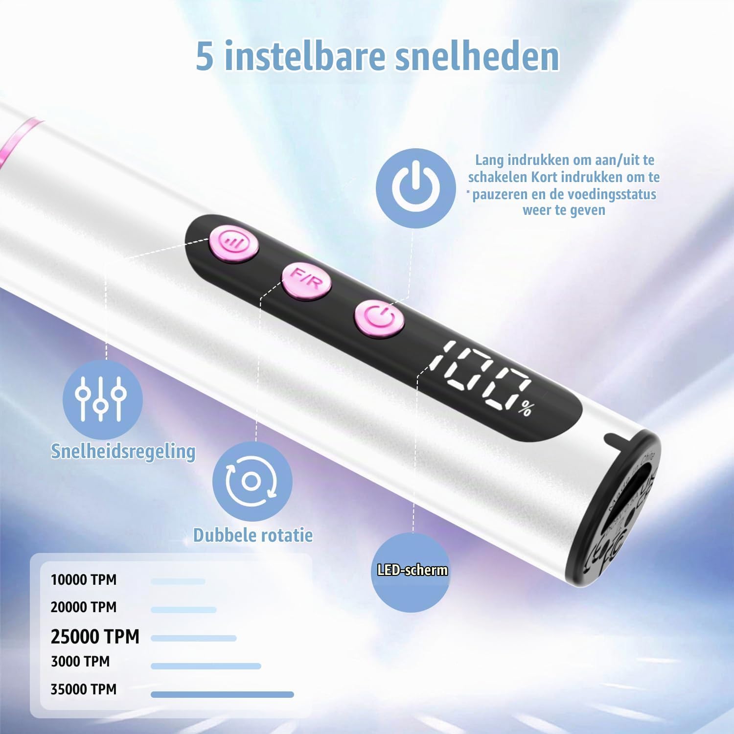 Thumbnail 4 de Denabuty DN-2602S elektrische nagelfrees met UV-ledlamp, 35.000 rpm