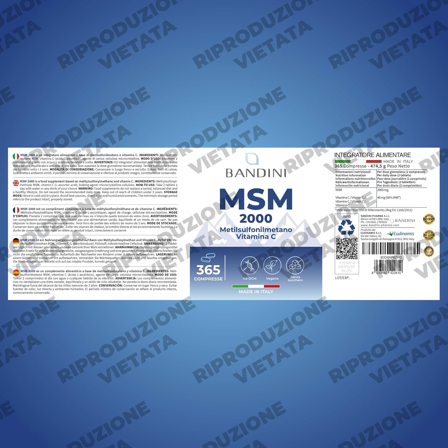 Thumbnail 4 de BANDINI MSM 365 tabletten met 2.000 mg MSM en vitamine C