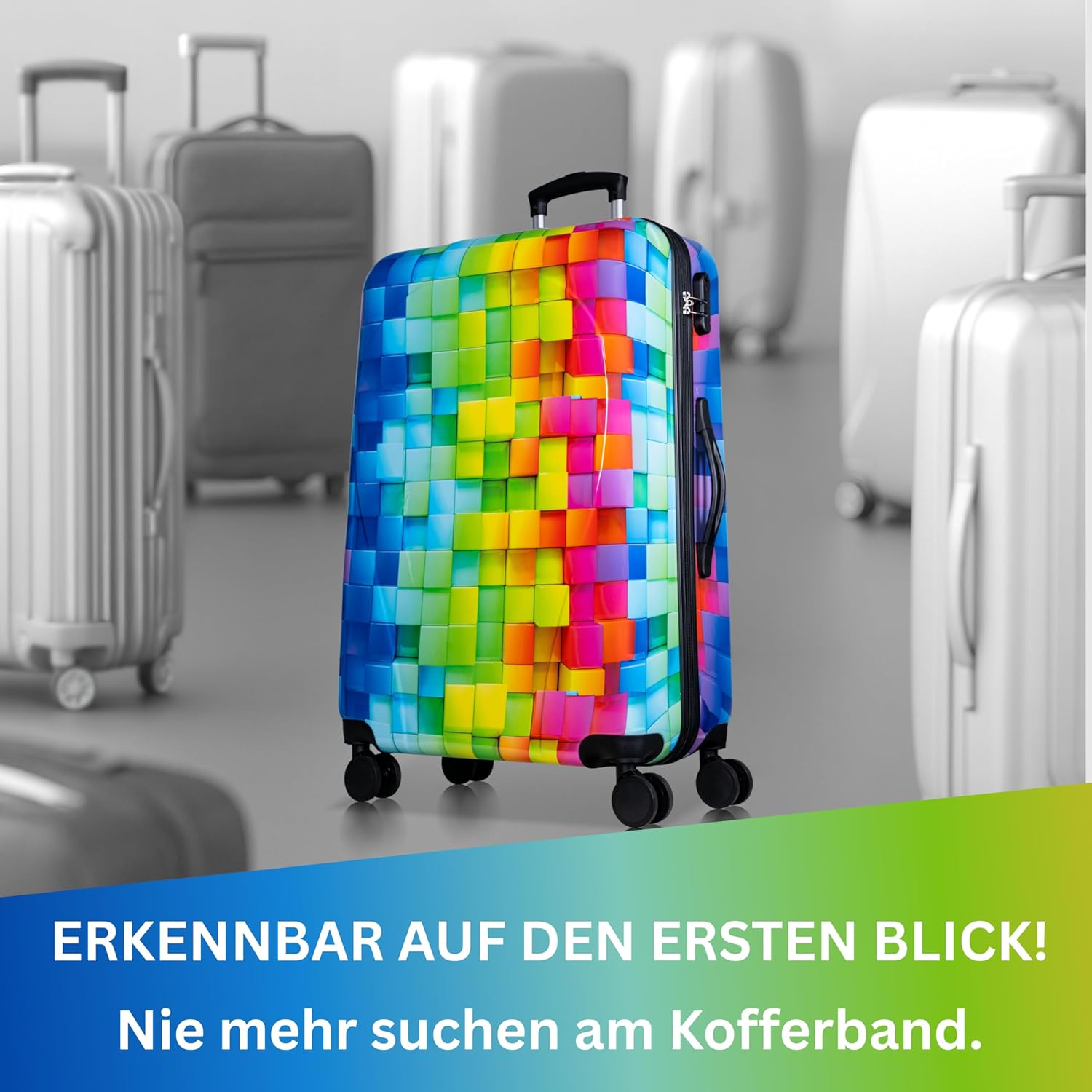 Detalle de NOWI Hartschalenkoffer XL Groß – 100L Volumen, 158 cm Gurtmaß, 8 Rollen, 360° drehbar