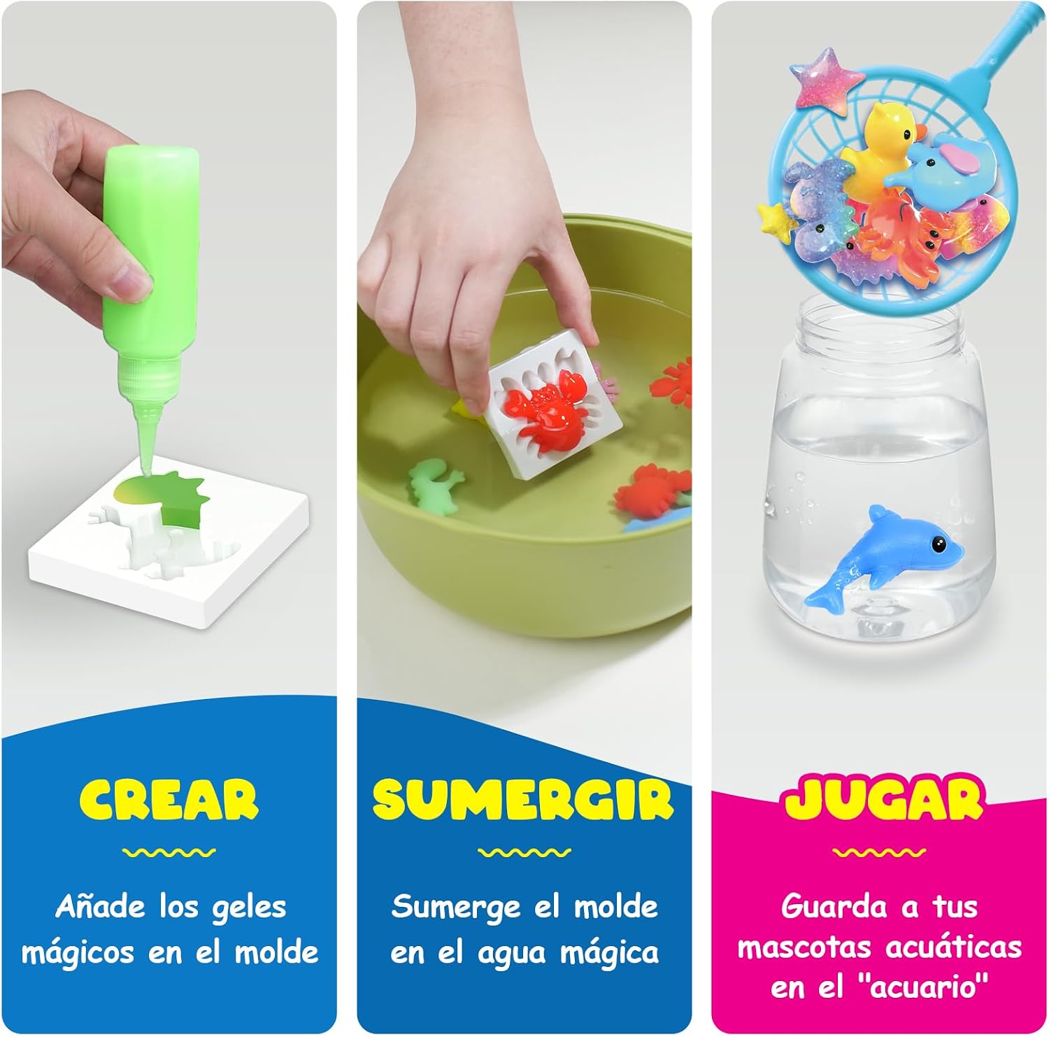 Detalle de Coodoo Aqua Gelz Set: kit DIY de gel de agua mágico con 10 colores y 8 moldes
