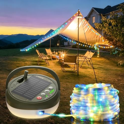 Detalle de Glocusent Rechargeable Camping Light with 10m Camping String Light and 130 LEDs