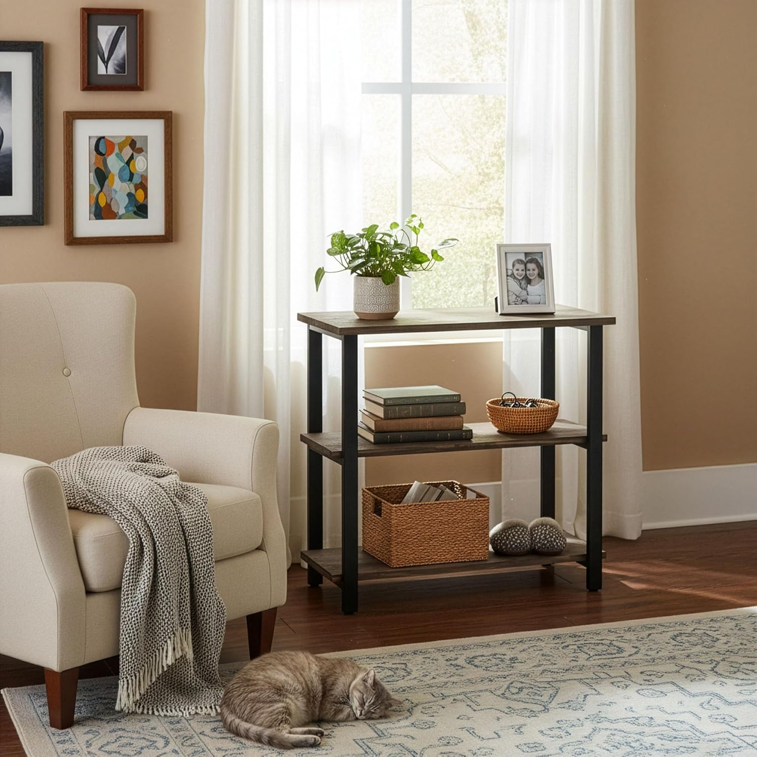 Detalle de Alaterre Furniture Under-Window Bookshelf, Solid Pine Wood