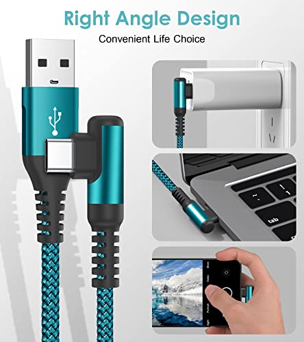 Thumbnail 3 de Câble USB C Coudé 90 Degrés AviBrex 3M (Lot de 2) – Charge rapide 3A, nylon tressé