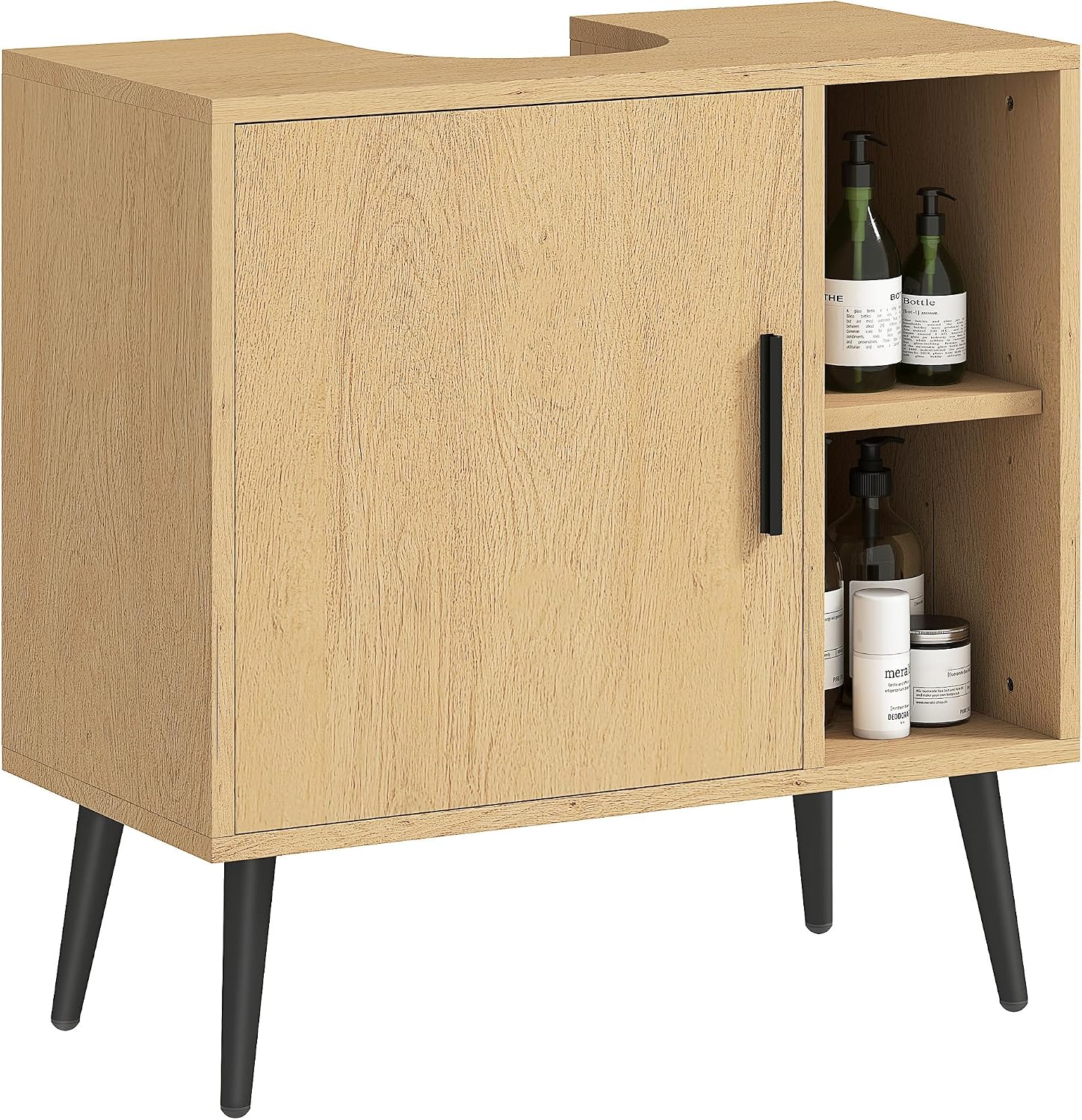 Detalle de HOMCOM Meuble sous lavabo salle de bain industriel en chêne (60 x 30 x 59,5 cm) avec porte à fermeture progressive