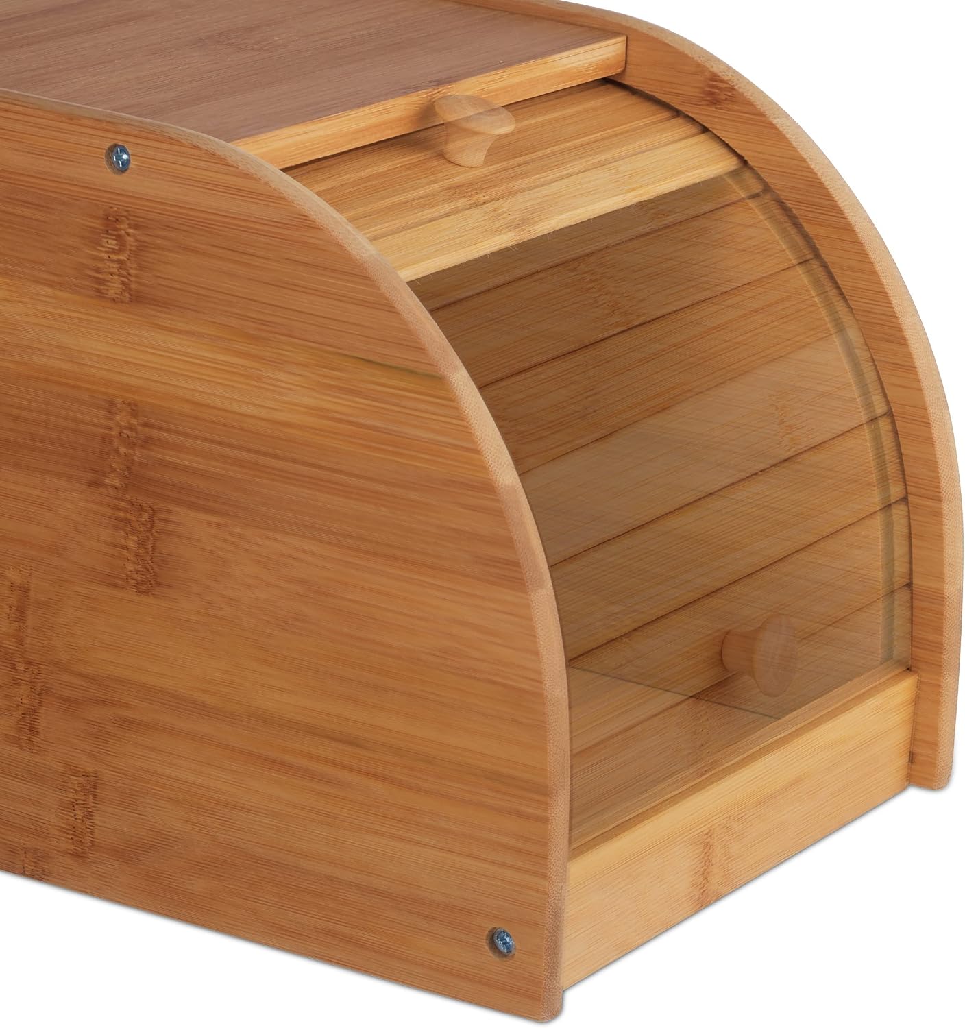 Detalle 2 de Relaxdays 10024208 Bamboo Bread Bin with Rolling Front Lid, Natural