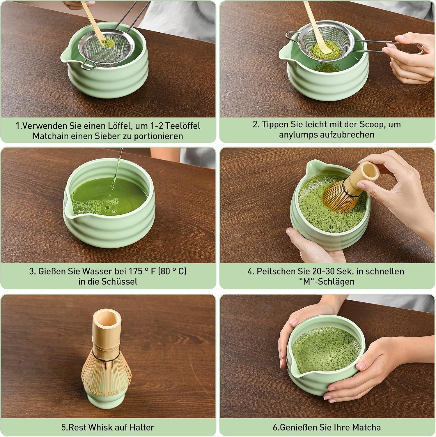 Detalle de Matcha-Schneebesen-Set – Japanisches Matcha-Tee-Set für den Haushalt (Cyan)