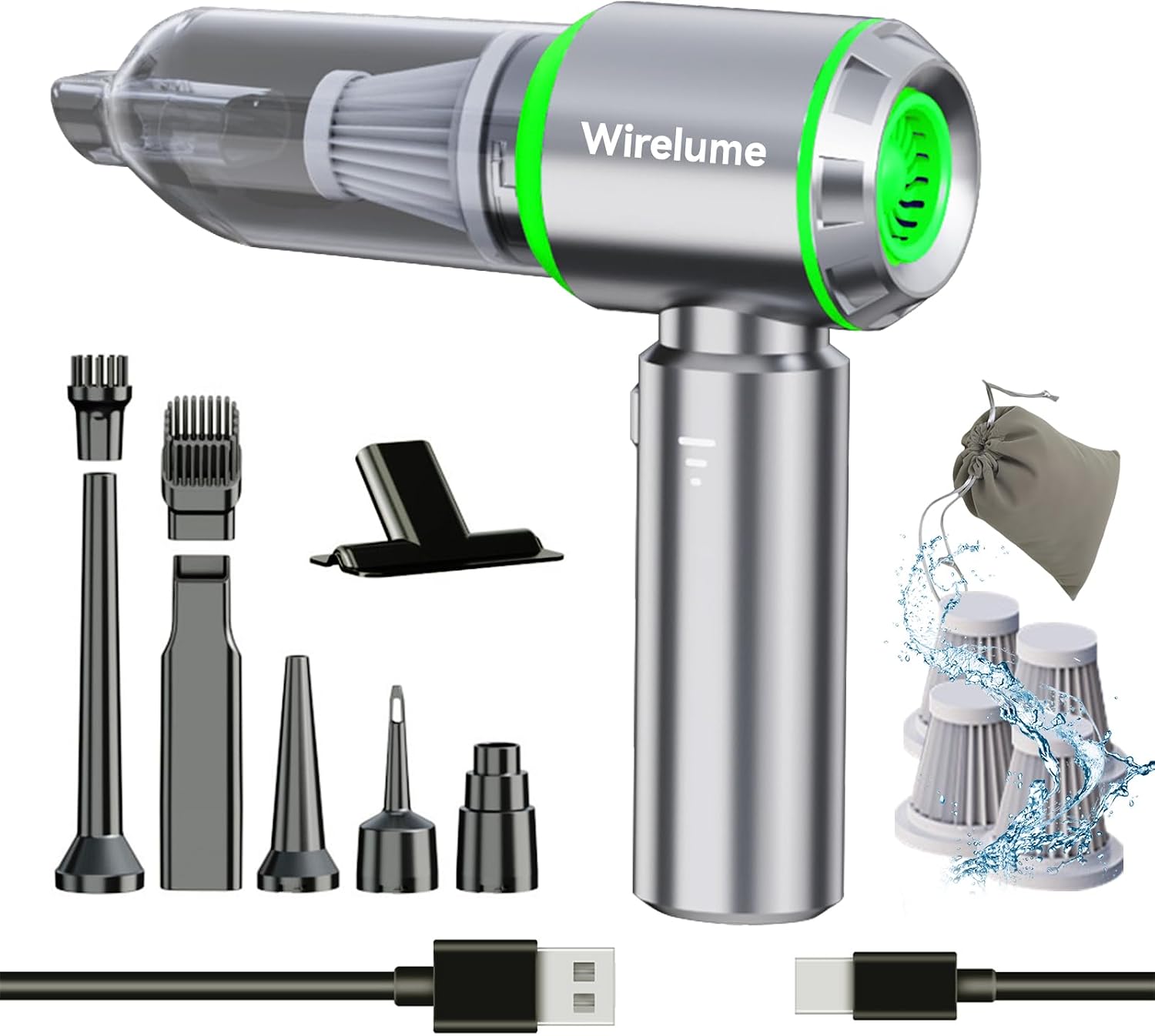 Thumbnail 6 de Wirelume Green Sliver cordless handheld car vacuum, 22,000 Pa suction
