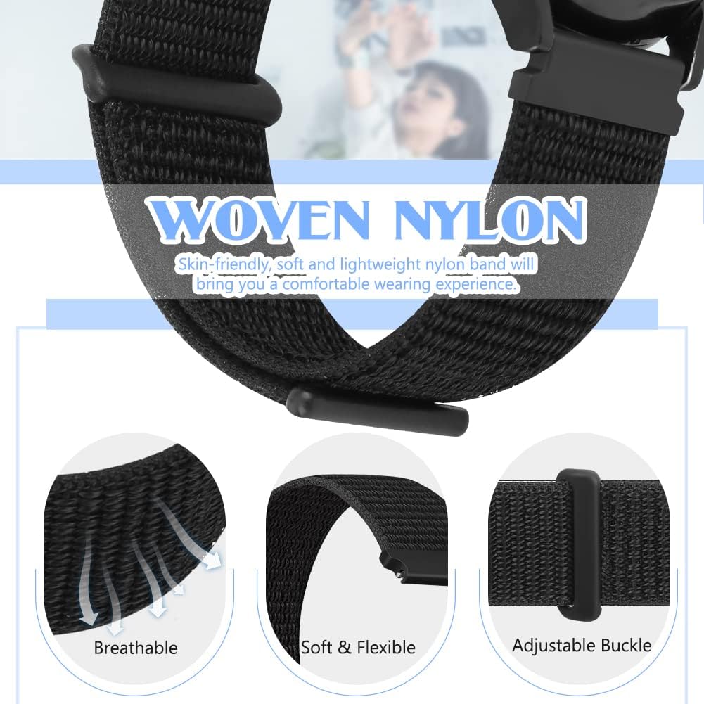 Detalle de Huamanlou Nylon Uhrenarmband 16–22 mm mit Schnellverschluss – atmungsaktives, verstellbares Gewebe-Armband