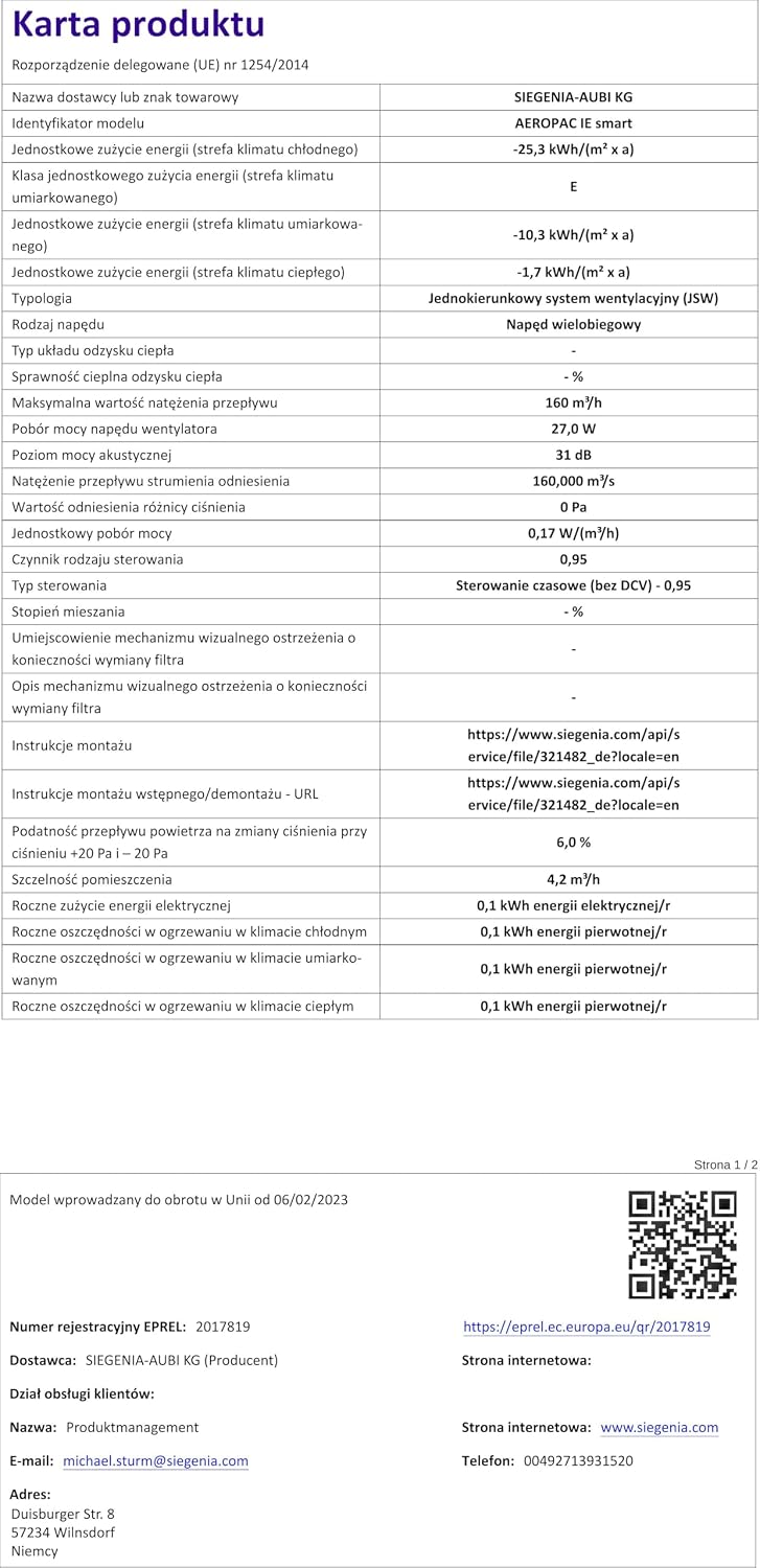 Thumbnail 6 de SIEGENIA AEROPAC IE Smart – ścienny wentylator nawiewny 160 m³/h, Wi-Fi