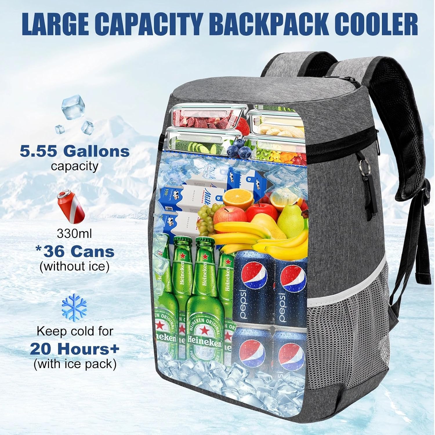 Thumbnail 1 de AMNOW 32L Insulated Cooler Backpack with Multi-Pocket Storage