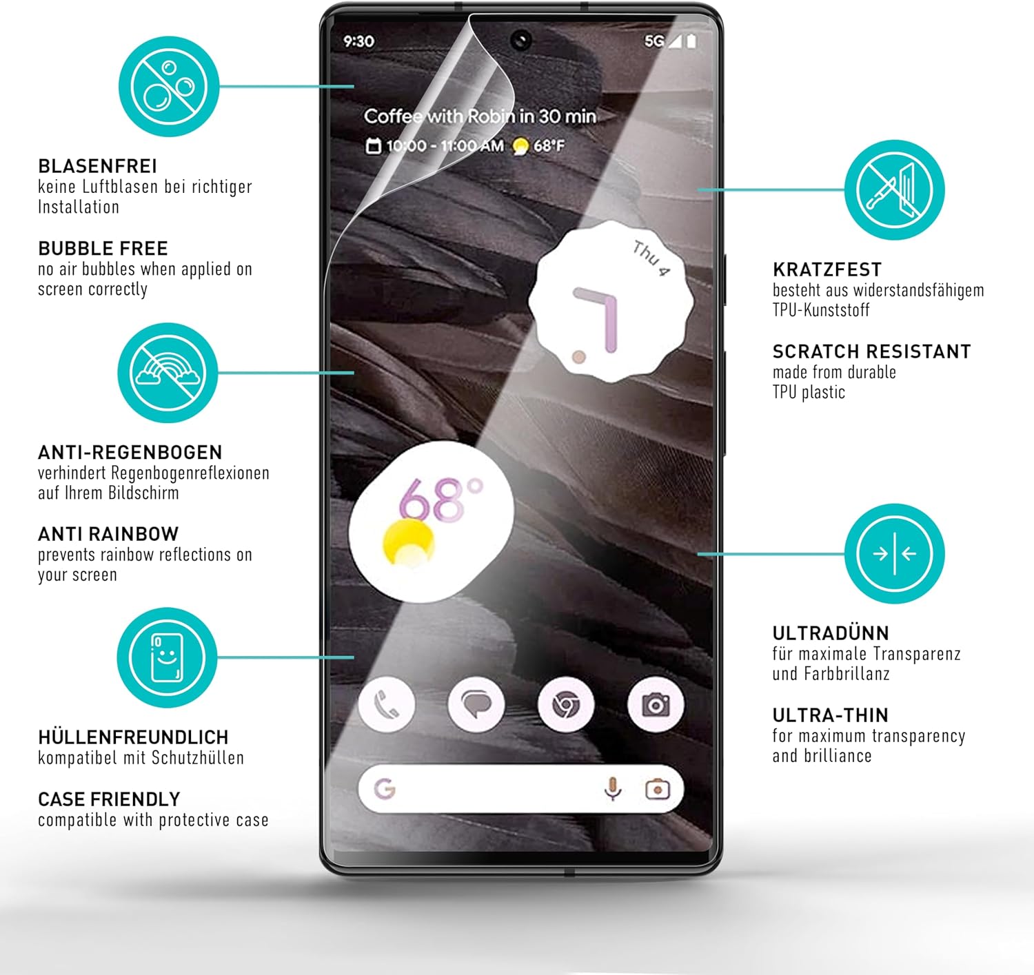 Thumbnail 4 de SmarTect TPU Screen Protector for Google Pixel 7a, 2 Films and Camera Protectors