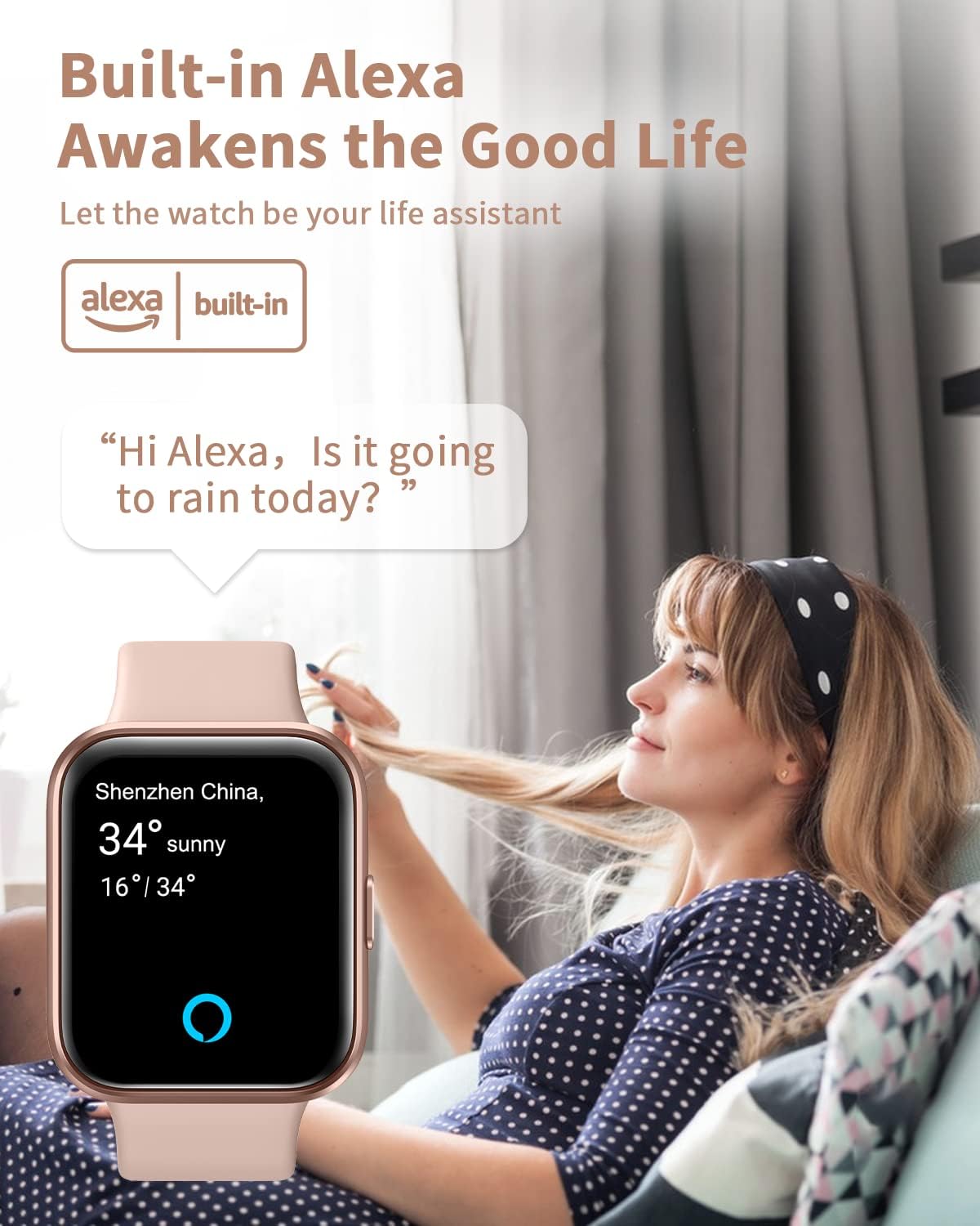 Thumbnail 2 de Smart Watch for Women with Alexa Built-in: 1.8" HD Fitness Tracker with Heart Rate, SpO2, Sleep, and 120 Sports Modes