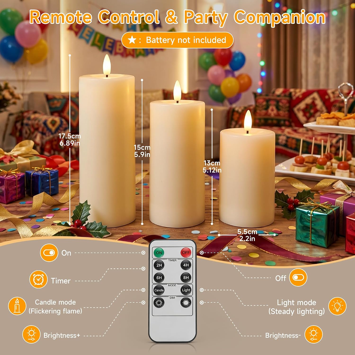 Thumbnail 4 de Dehobo Candele Led Oscillanti IP65 – Set da 6 Candeline LED con Fiamma Realistica, Telecomando e Timer