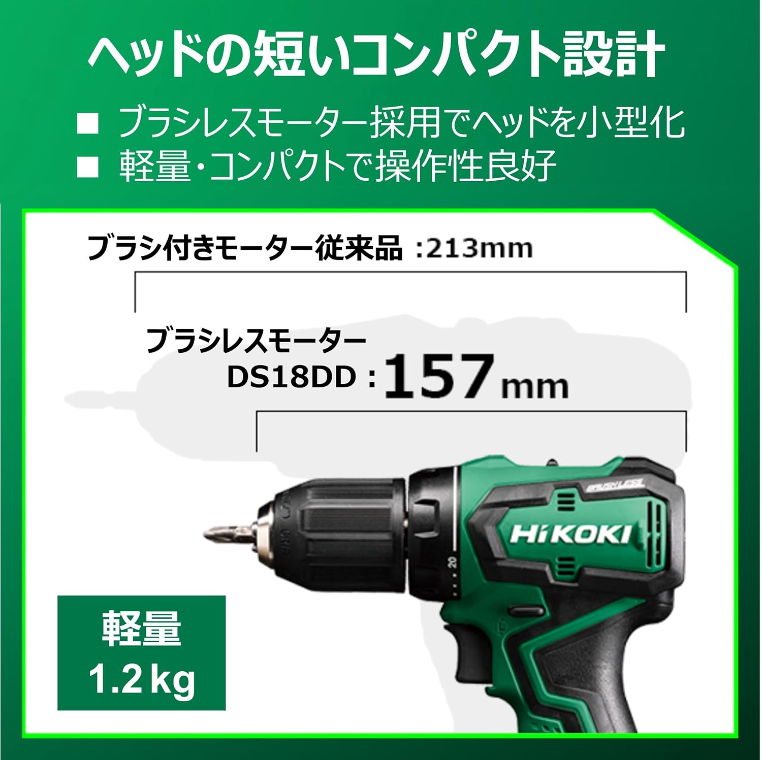 Thumbnail 2 de HiKOKI DS18DD(2BG) 18V充電式ドリルドライバー 20段クラッチ・電池2個付