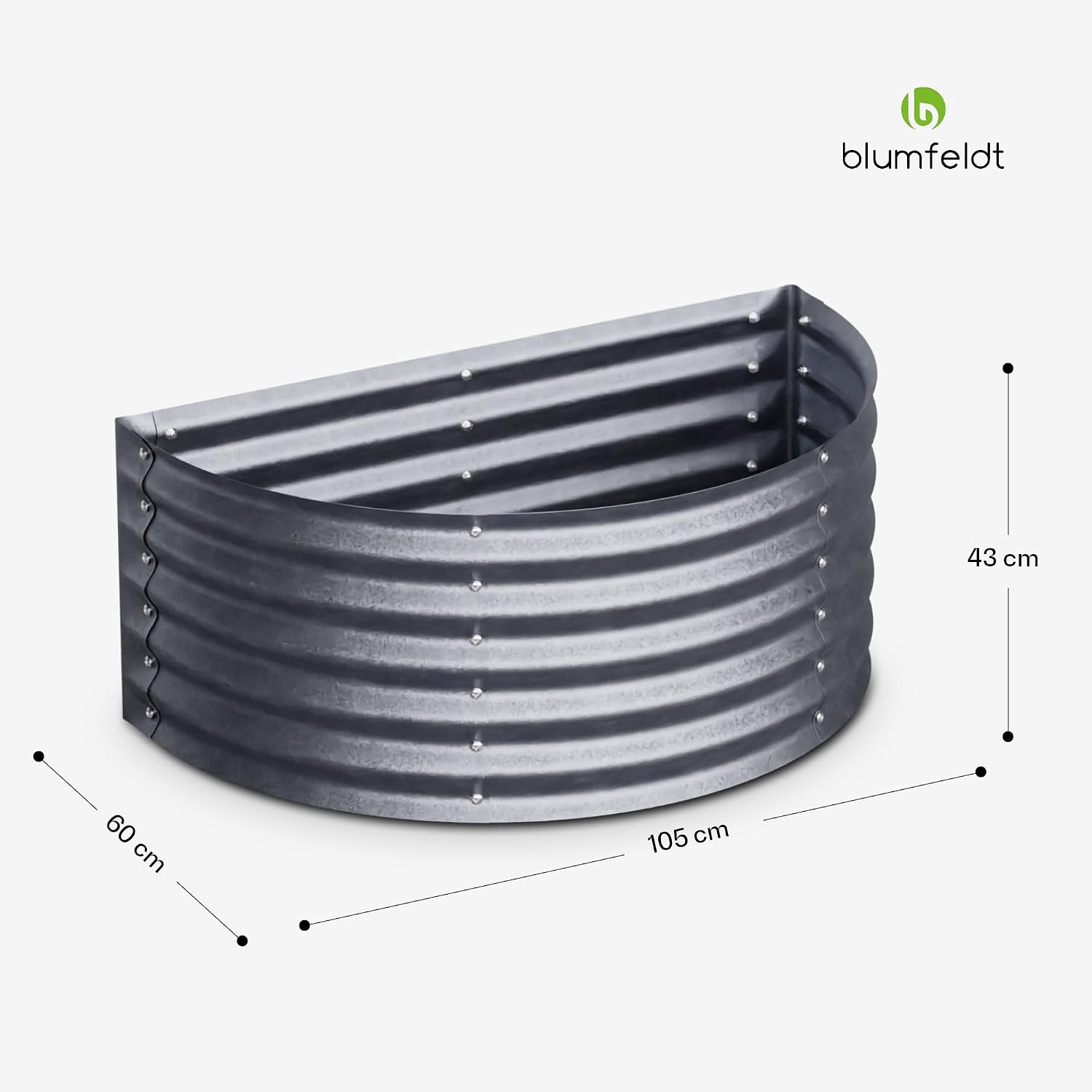 Thumbnail 6 de blumfeldt High Grow Half Circle Raised Bed, 200L Galvalume Steel, 43cm High