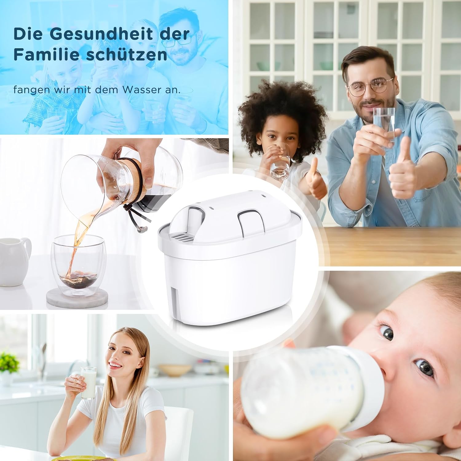 Detalle de Molifal Wasserfilter Kartuschen Ersatz, kompatibel mit BRITA MAXTRA/Maxtra+ und PerfectFit (6er Pack)