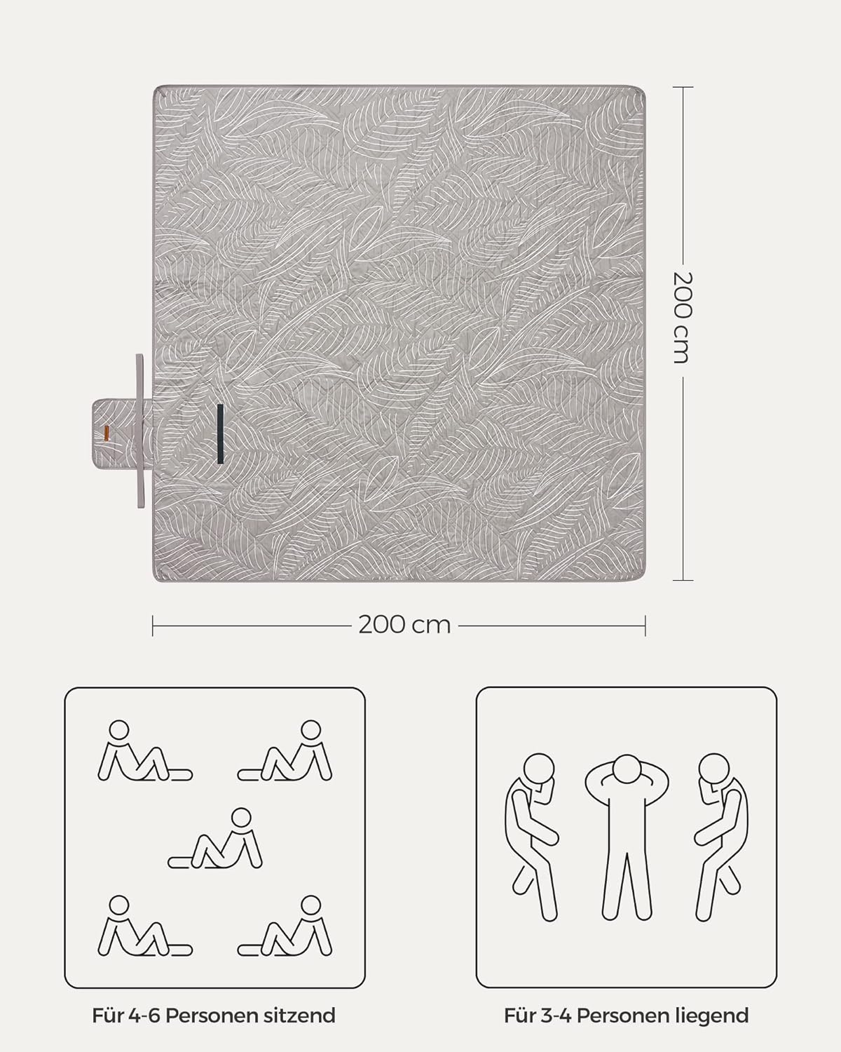 Thumbnail 2 de SONGMICS Picknickdecke 200 x 200 cm