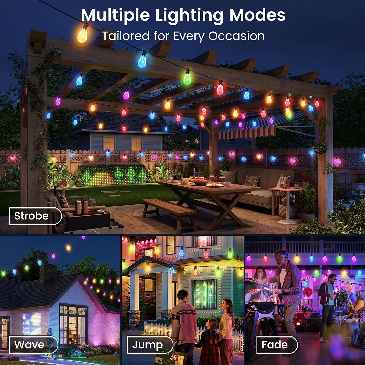 Thumbnail 6 de WOWLUMEN GLS-20J2P-E12-S11- RGB Outdoor String Lights, 50 ft, 22 LED Bulbs