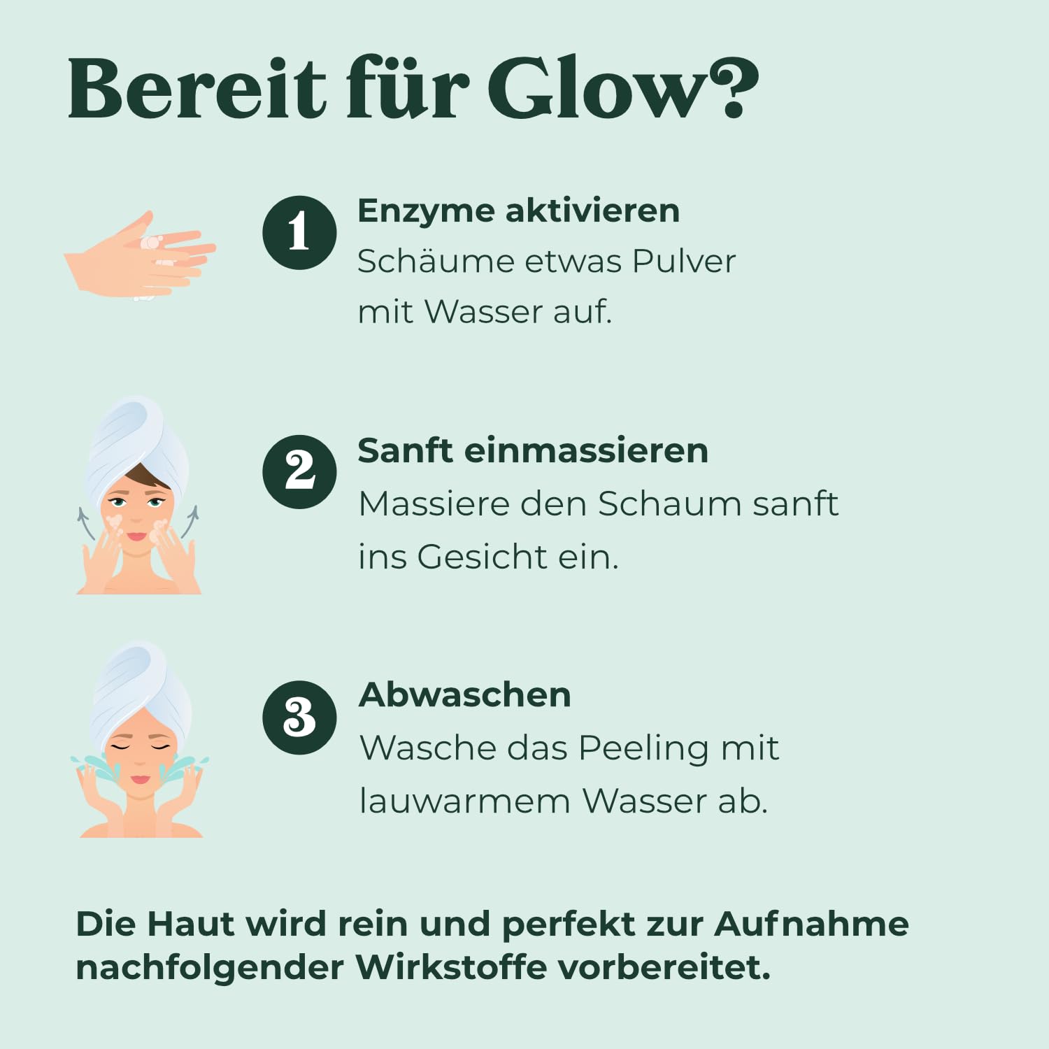 Detalle de Enzym Peeling Gesicht mit Hyaluron (100% vegan, Enzym Powder) – sanfte Porenreinigung für glatte Haut