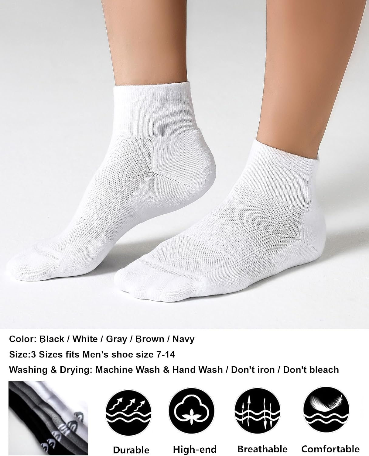 Detalle de CS CELERSPORT 6-Pack Men's Cushioned Ankle Socks for Running