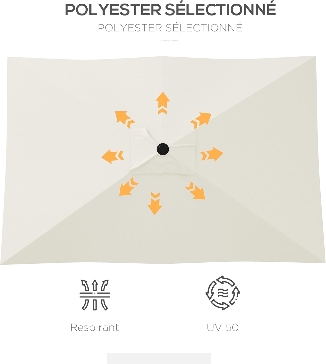 Thumbnail 5 de Outsunny parasol de jardin rectangulaire droit 2 x 3 m inclinable avec manivelle – beige