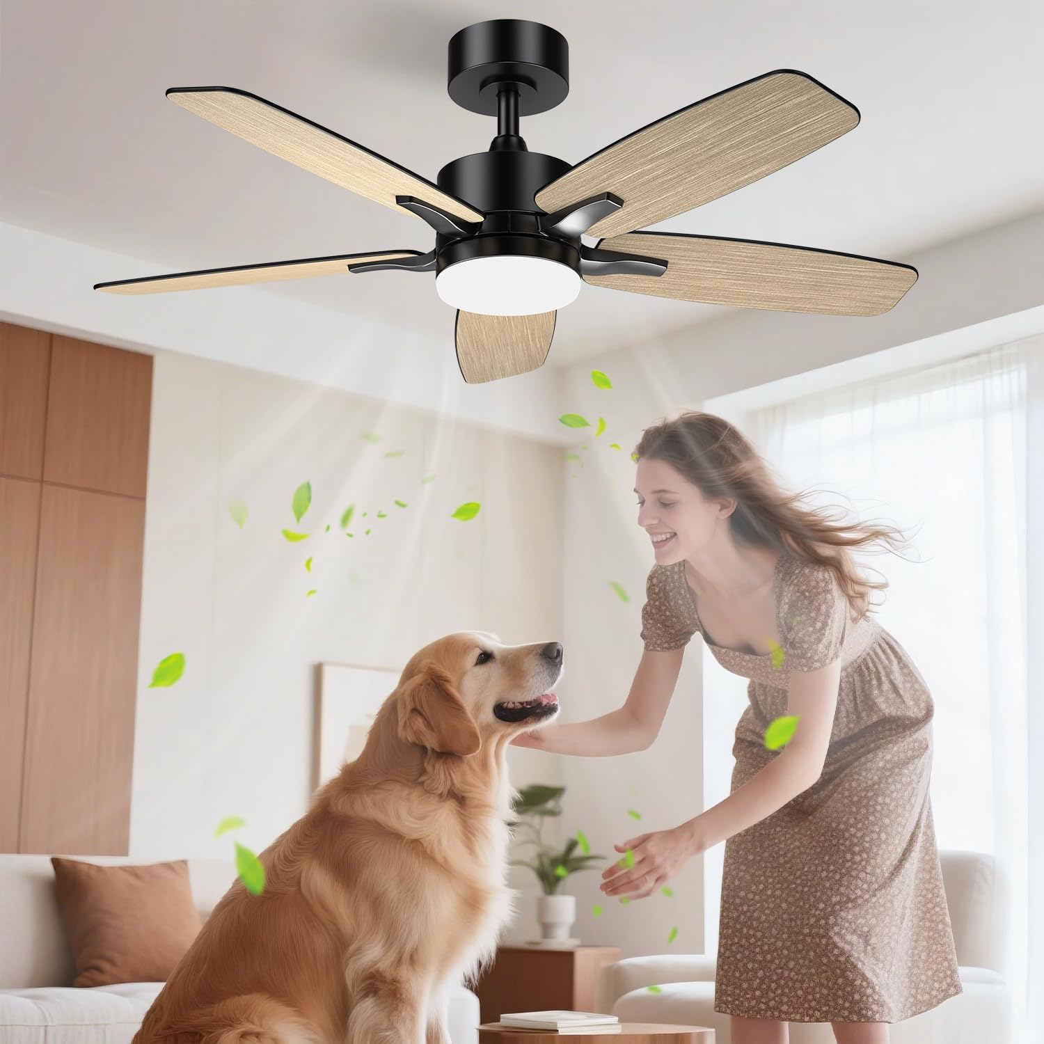 Detalle 2 de Airwit 106 cm Deckenventilator mit Beleuchtung, LED, DC-Motor & Fernbedienung